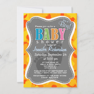 Convites Amber Orange Camo; Camouflage