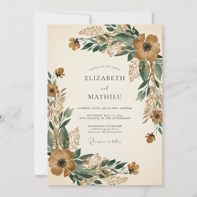Convites Amber Ornate Autumnal Wedding (Frente)