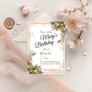 Convites Amber Watercolor Florals Aniversário