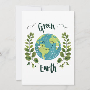 Convites Ambiente mundial - Terra sorridente com Terra Verd