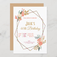 Ambrose Coral Floral Frame aniversário de 40 anos