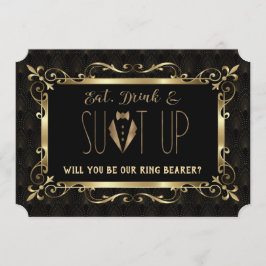 Convites Ame meu Porta-Argolas Charme Roaring 20s Dourado A