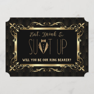 Convites Ame meu Porta-Argolas Charme Roaring 20s Dourado A