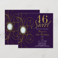 Ameixa Roxo Real & Diamante Dourado Doce 16 Aniver
