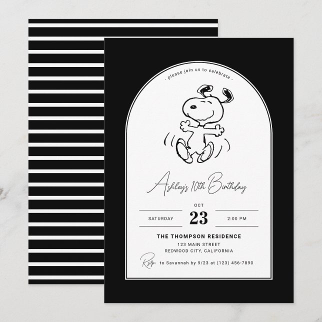 Convites Amendoins | Dança de Noopy Birthday (Frente/Verso)