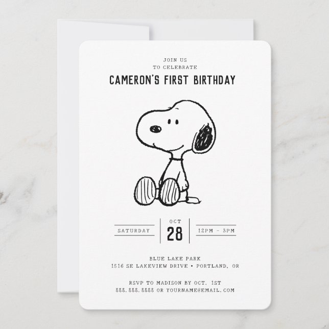 Convites Amendoins | Snoopy Birthday (Frente)