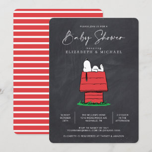 Convites Amendoins Snoopy Dog House - Chá de fraldas de qu