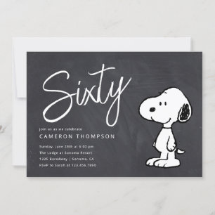 Convites Amendoins Snoopy - Quadro chalcboard 60º Aniversár