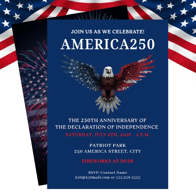 CONVITES AMERICA250 PARTY JULY 4TH CELEBRATION (AMERICA250 PARTY JULY 4TH CELEBRATION INVITATION)