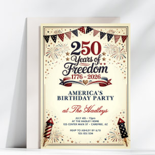 Convites América 250 Aniversário das Liberdades Vintage