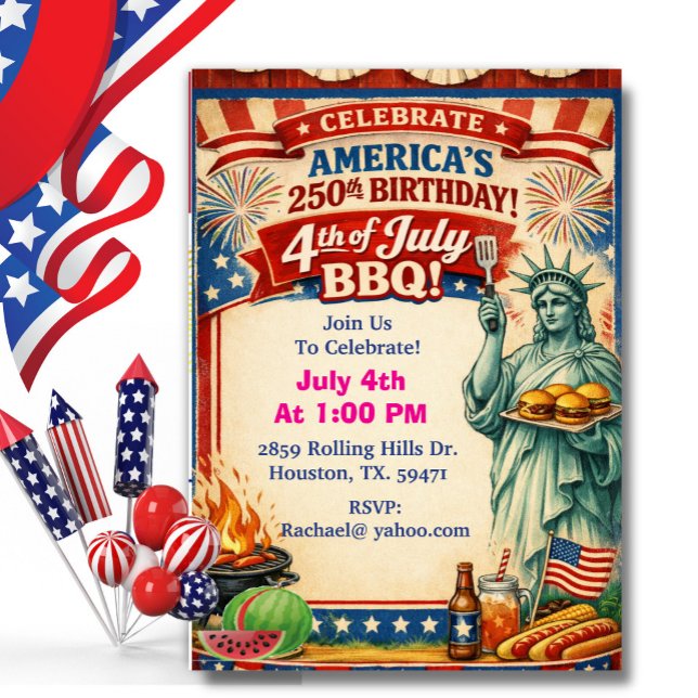 Convites America’s 250th BBQ With Statue of Libeberty (Criador carregado)
