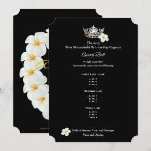 Convites America Silver Crwn Plumeria Prêmios Ball Prgm