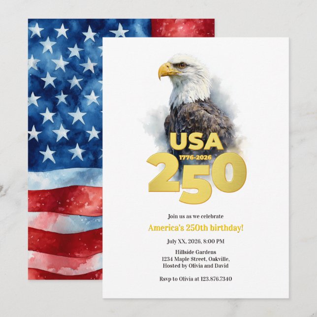 Convites American Eagle America's 250th Anniversary (Frente/Verso)