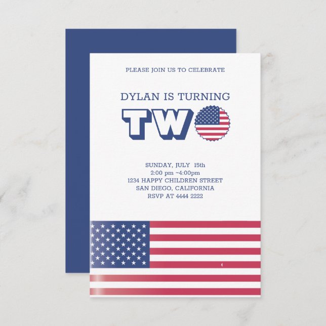 Convites American Flag Birthday (Frente/Verso)