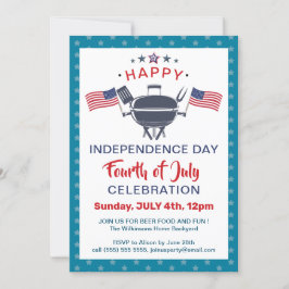 Convites American Flag Red White Blue 4th do Partido do CHU