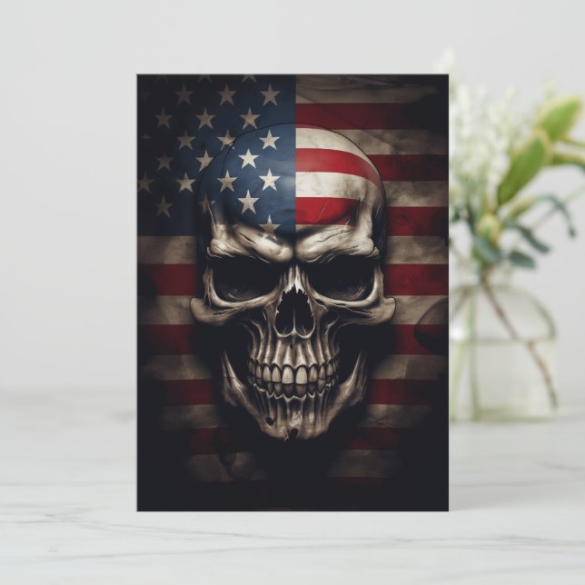 Convites American Flag Skull (Em pé/Frente)