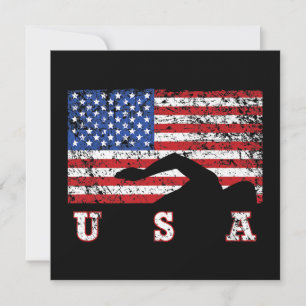 Convites American Flag USA Gift Natação Team Premium