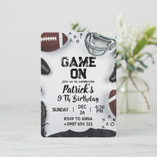 Convites American football birthday invitation