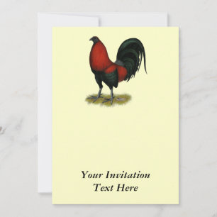 Convites American Game BB Black Red Rooster