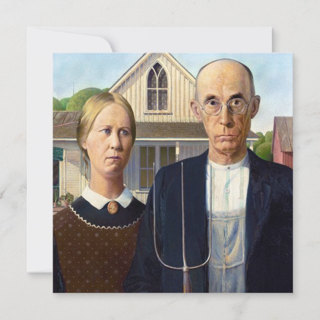 Convites American Gothic Classic Painting Grant Wood (Frente)