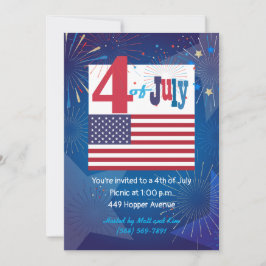 Convites American USA Flag 4 de julho Personalize