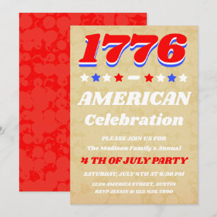 Convites Americana Vintage   Celebração de 1776