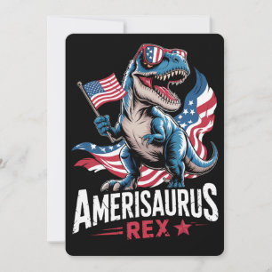 Convites Amerisauro T Rex Dinossaur 4 de julho Americano