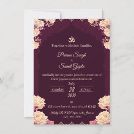 Convites Amethyst Elegance: Floral Purple Wedding Invitatio