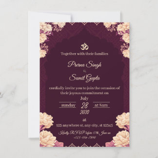 Convites Amethyst Elegance: Floral Purple Wedding Invitatio