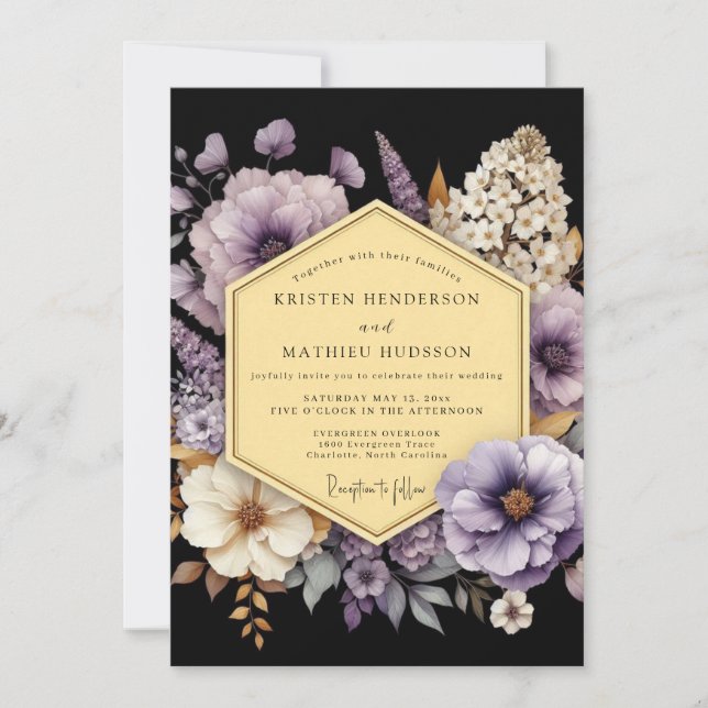 Convites Amethyst Gilded Flora Wedding (Frente)