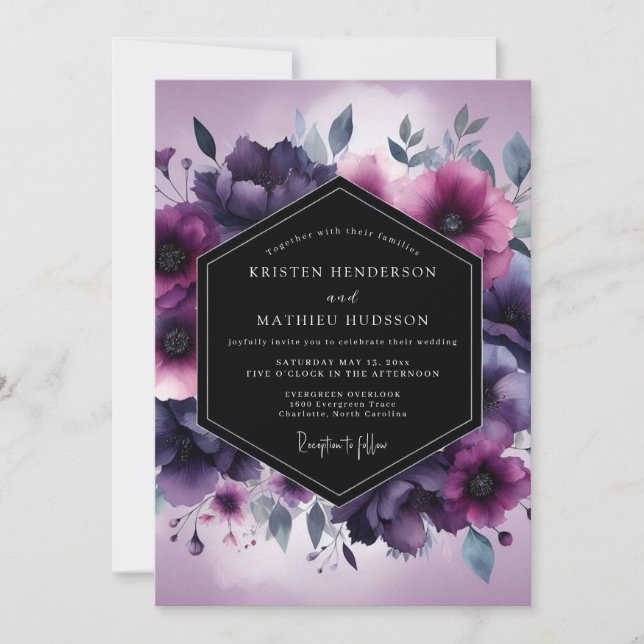 Convites Amethyst Gloaming Flora Wedding (Frente)