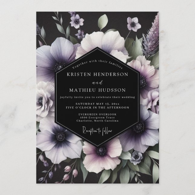 Convites Amethyst Gothic Anemone Wedding (Frente)