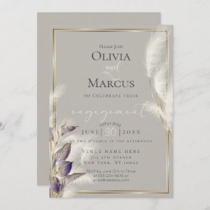 Convites Ametist Anthurium e Feathery Pampas Grass