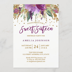 Convites Ametist Doce Dezesseis