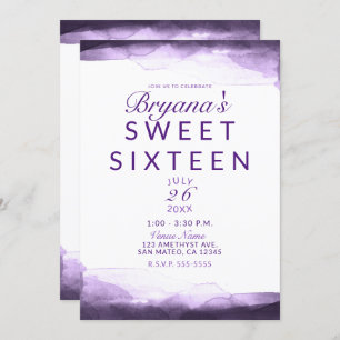 Convites Ametist Roxo Plum Modern Chic Sweet 16 Party