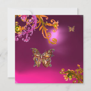 Convites AMETISTA BORBOLETA, roxo rosa brilhante amarelo ma