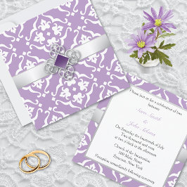 Convites Ametyst Lily Damask Floral Wedding