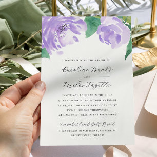Convites Ametyst Peony   Lavanda Floral Wedding