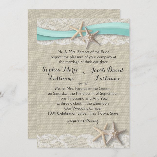 Convites Amido de Araísca e Fita (Frente/Verso)