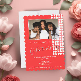 Convites Amiga Foto Galentine`s Day Coração Rosa 