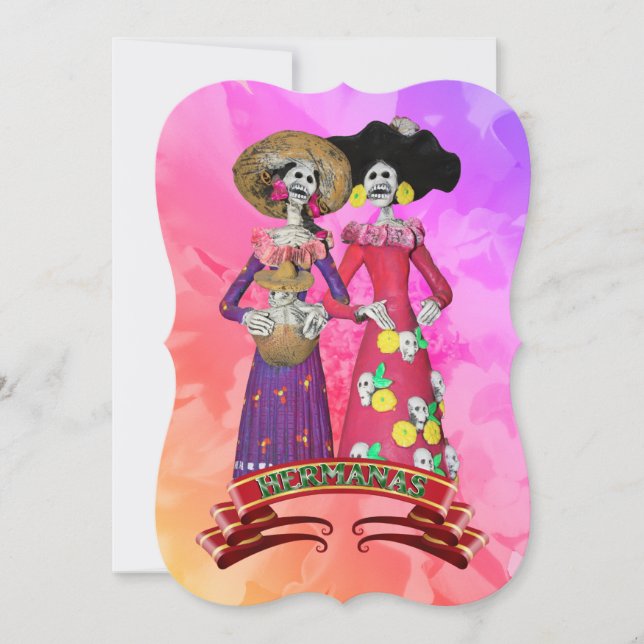 Convites Amigas Calavera Dia Dos Mortos (Frente)