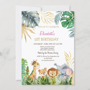 Convites Amigo Selvagem Animais Tropicais 1º Aniversário