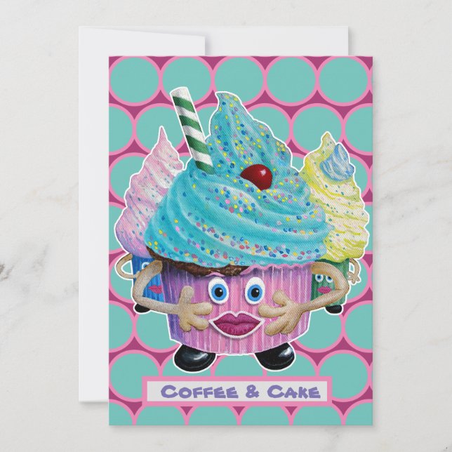 Convites Amigos casuais divertidos, Bolo e café em família (Frente)