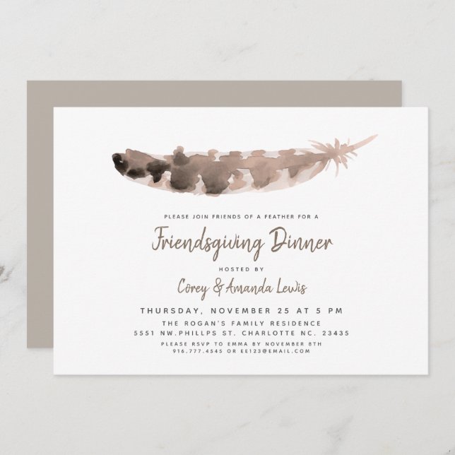 Convites Amigos de um partido da pena | Friendsgiving (Frente/Verso)