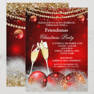 Convites Amigos do Champanhe Festa de Natal Friendsmas