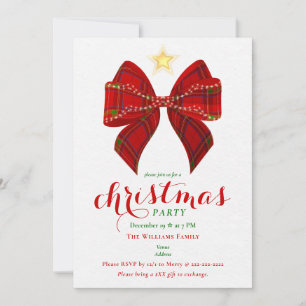 Convites Amigos do Natal com Laço Vermelho Festa de Natal n