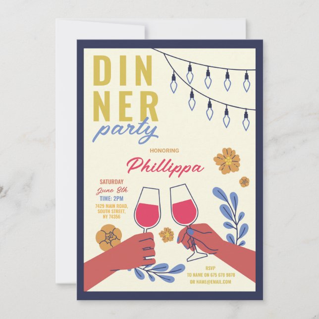 Convites Amigos Jantar de Aniversário Degustação de Vinhos  (Frente)