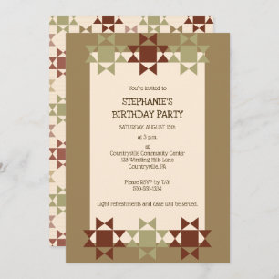 Convites Amish Quilt Impressão Enfileirando o Partido Perso