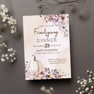 Convites Amizade Ação de Graças Abóboras de folhagem