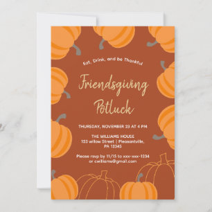 Convites Amizade Ação de Graças Potluck Fall Pumpkin